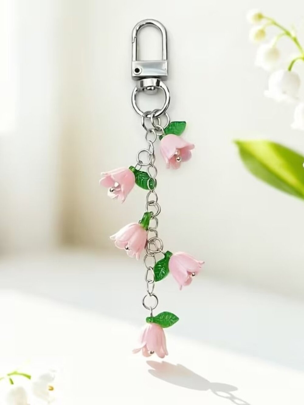 pink flowers with silver hardware